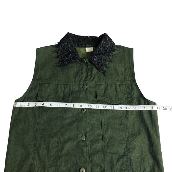 Unbranded Vest Womens Small Green Lace Crochet Hem Cotton Boho Festival Western‎ - Picture 8 of 8